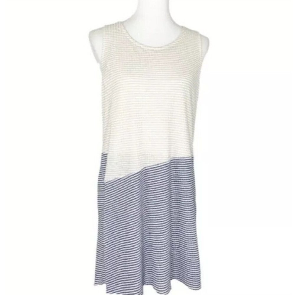 Mystree Tunic Dress Womens Size Small Blue White Stripe Sleeveless Coastal